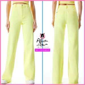 Alice + Olivia Gorgeous Coin Pocket Lemon Yellow Jeans Pant